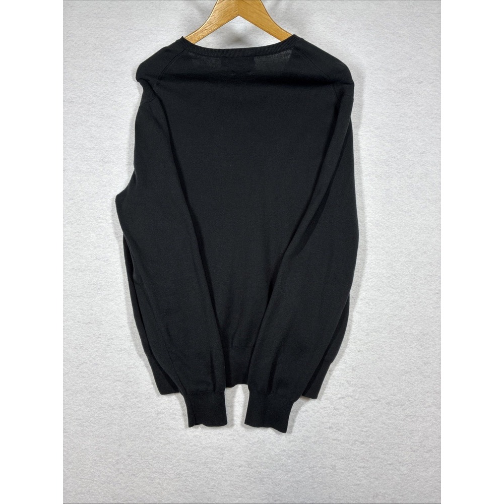 Polo Ralph Lauren Pima Cotton V Neck Sweater Mens Large Black Purple Pony Logo - Picture 4 of 6